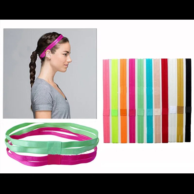 ☚Yoga Pure Hair Bands Women Men Elastic Double Rubber Anti-slip Sports ...