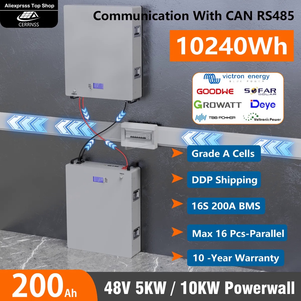 Powerwall 48V 10KW 200Ah LiFePO4 Battery Pack Built in BMS With CAN ...