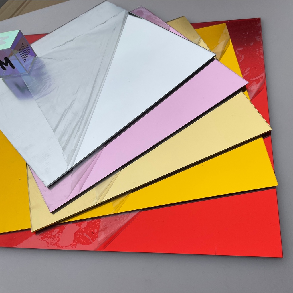 3MM Gold Silver Red Acrylic Mirror Square Sheet Plastic Pier Glass
