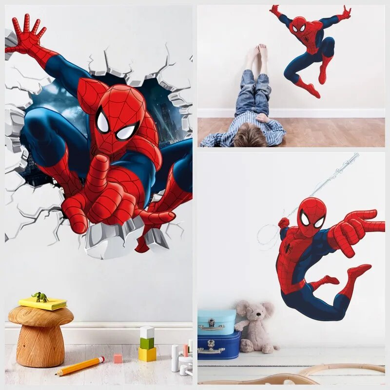 Spiderman Wall Stickers For Kids Boys Rooms Spider Man Children Bedroom