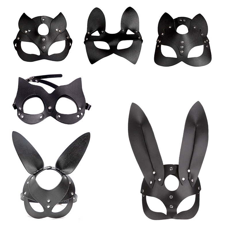 Halloween Mask Leather Women Mask Cosplay Female Halloween Masquerade Ball Fancy Cat Ears Masks