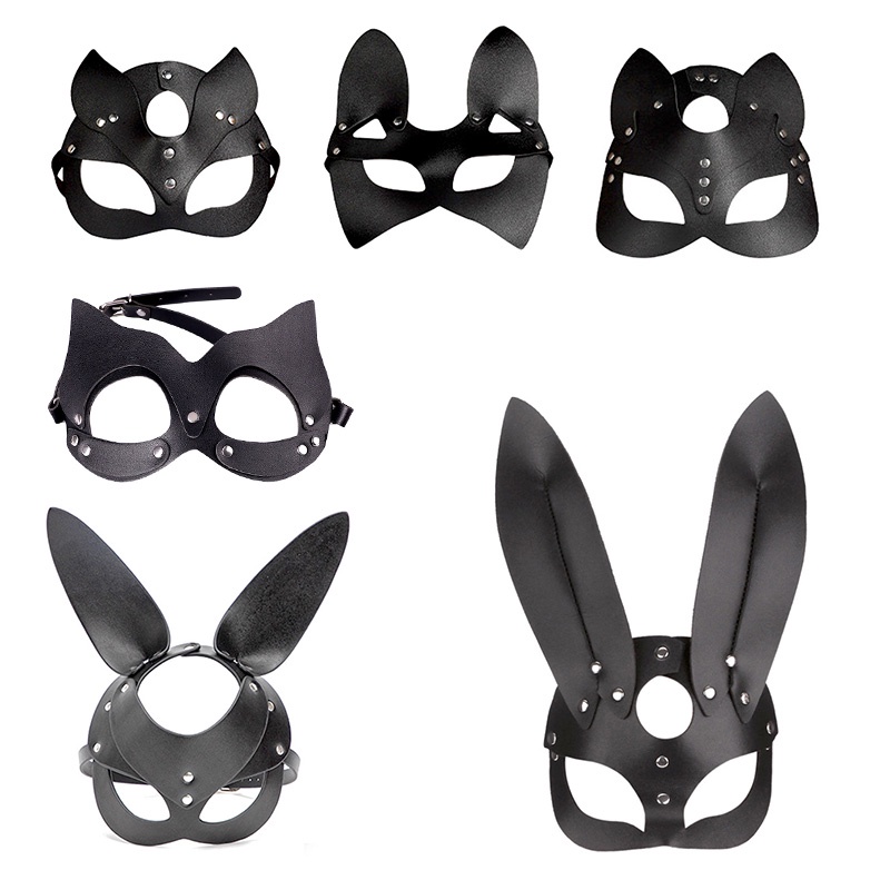 Halloween Mask Leather Women Mask Cosplay Female Halloween Masquerade Ball Fancy Cat Ears Masks 2435