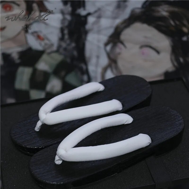☇whoholl Summer Women Slipper Japanese Wooden Clogs Geta Anime Demon Slayer Cosplay Flip Flops P