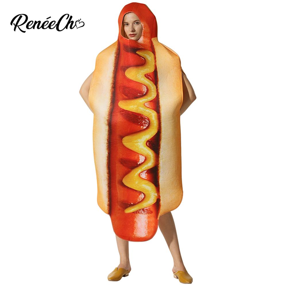 CostumesReneecho Funny 3D Print Sausage Costume Women Hot Dog Costume