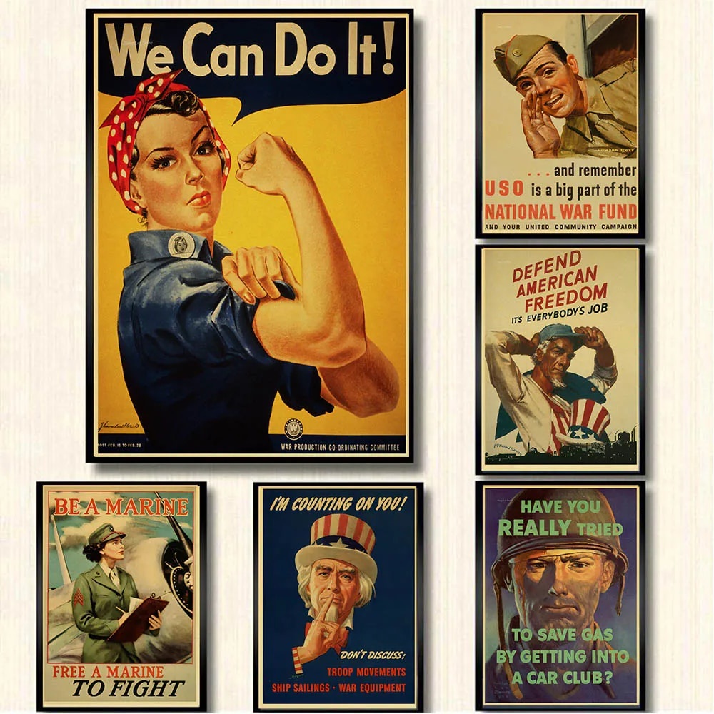 ♡we can do it!World War II Vintage style poster classic Kraft paper ...