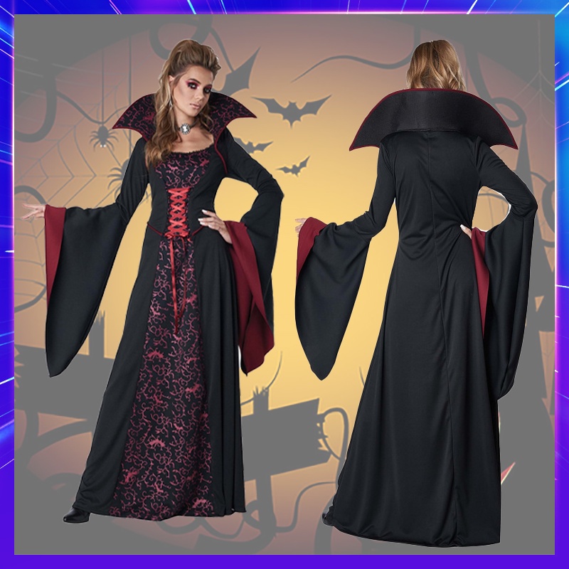 Vampire Halloween Costumes Sexy Black Witch Wizard Cosplay Adult Beauty