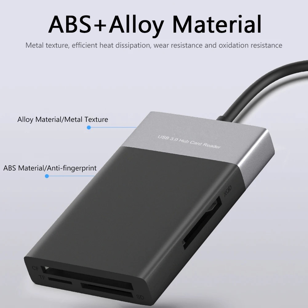 유6 In 1 Multi Memory Card Reader USB 3.0 2 Port HUB Adapter for XQD CF