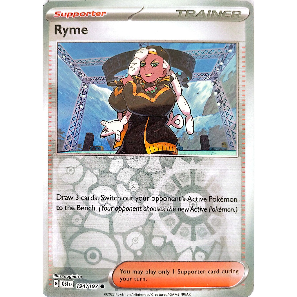 Pokemon TCG Ryme 194/197 Obsidian Flames Common Reverse Holo Trainer |  Shopee Philippines