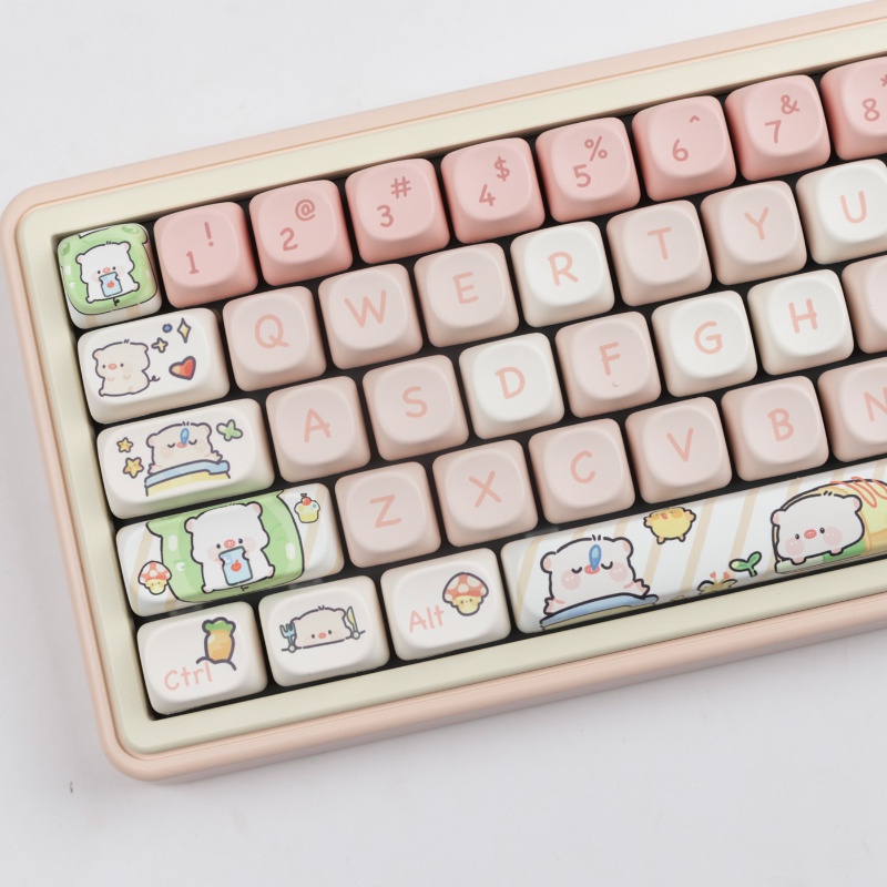 140 Keys Pink Piglet MOA Profile Key Cap MAC Square Thermal Sublimation ...