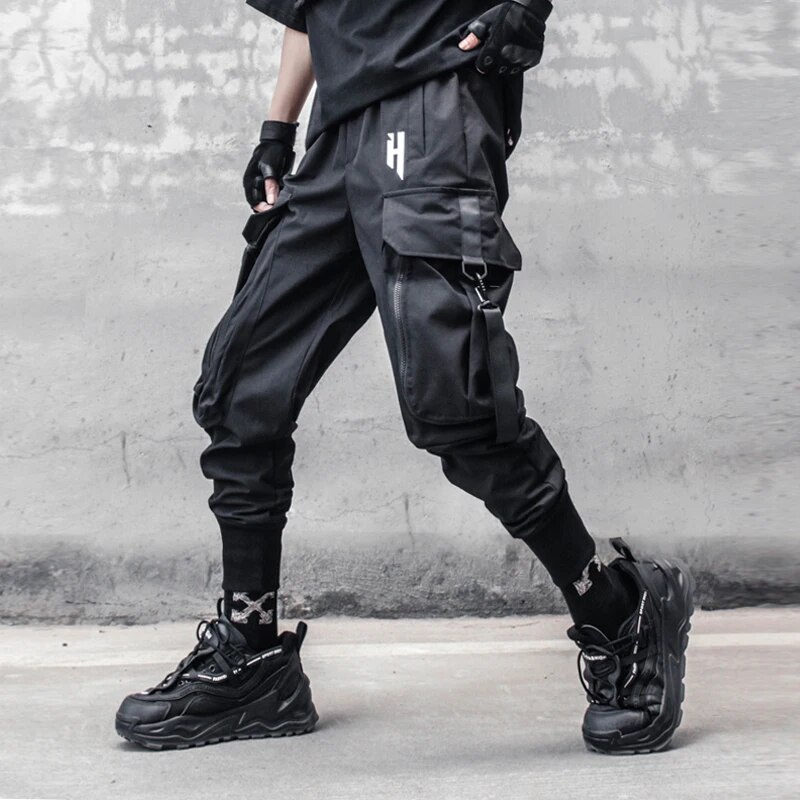 490 ARENS Techwear Black Cargo Pants Men Hip Hop Darkwear Harajuku ...