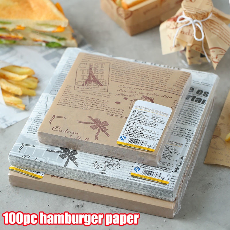100 Pieces of Absorbent Paper Sandwiches, Burgers, Fries Fried Food ...