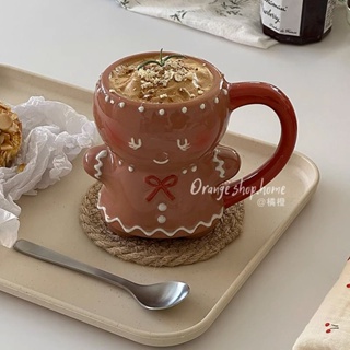 Ceramic Gingerbread Man Mug Christmas Creative Cup Coffee Couple