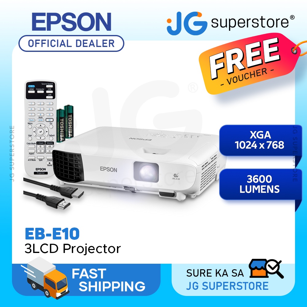 Epson EBE10 / EBE01 XGA 3LCD Projector USB HDMI with 1024 x 768