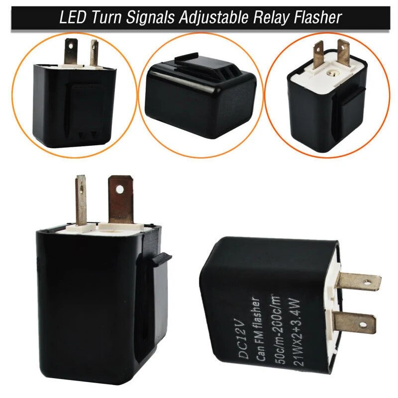 12V 2-Pin Motorcycle Flasher Relay LED Turn Signal Light Adjustable ...