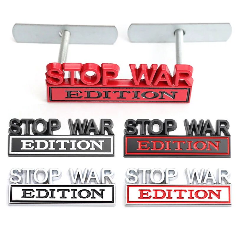 웃Matel Car Sticker Stop War Edition Badge Emblem Front Hood Grille for ...