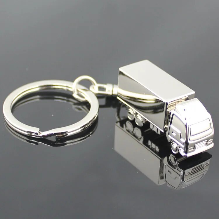 Silver Container Truck Keychain Key Chains Ring Keyfob Key Holder Chain ...