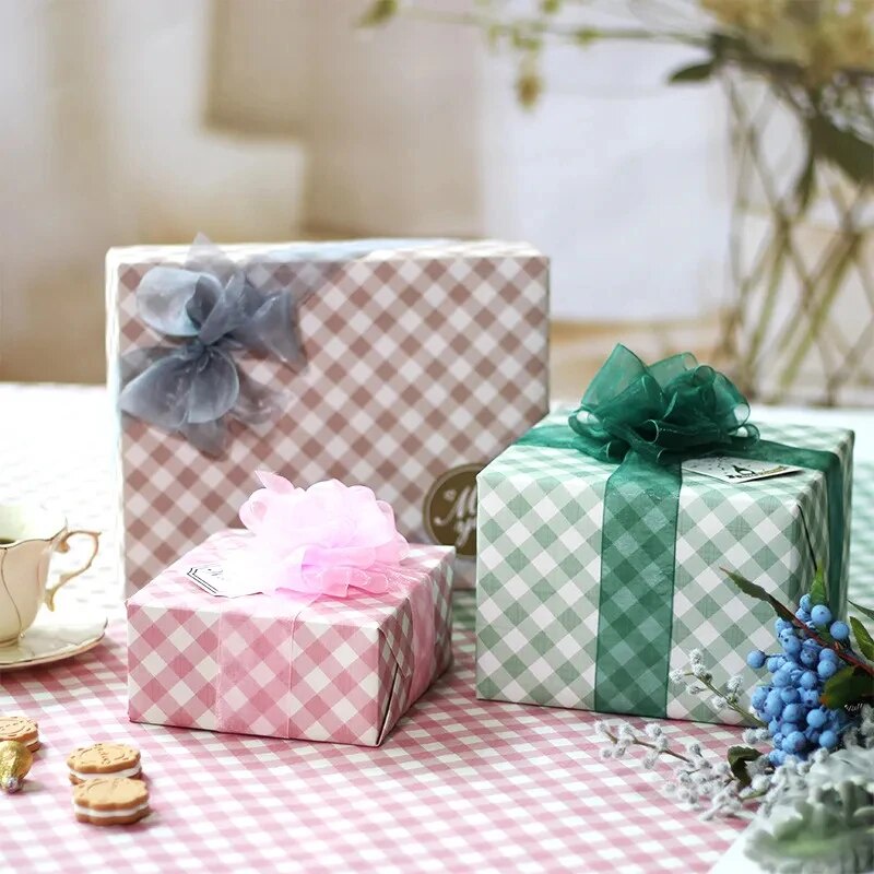 50*70cm Retro Gift Wrapping Paper Colorful Plaid Classic Packing Paper ...