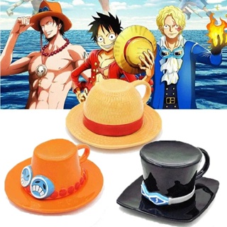 NEW Anime One Piece Cosplay Mug Water Cup Creative Three Brothers Hat  Shaped Coffee Cup Luffy Ace Sabo Ceramic Cup for Parties