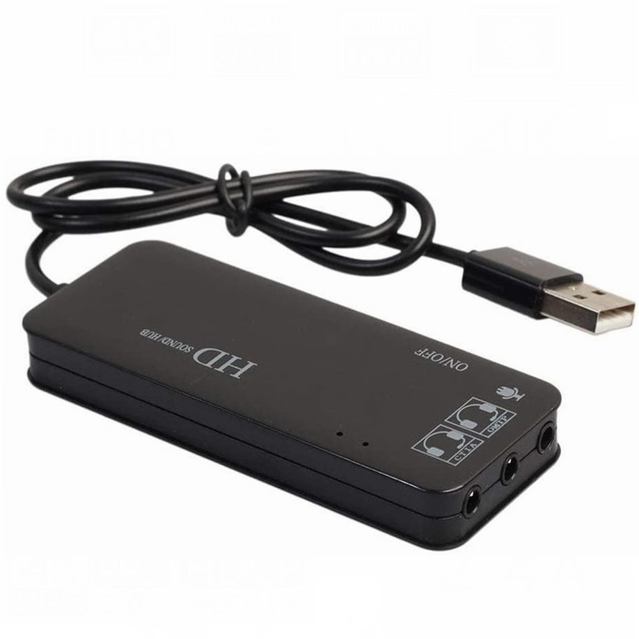 ☾50pcs 2 in 1 3 Port USB 2.0 Hub with External 7.1 Channel Virtual USB