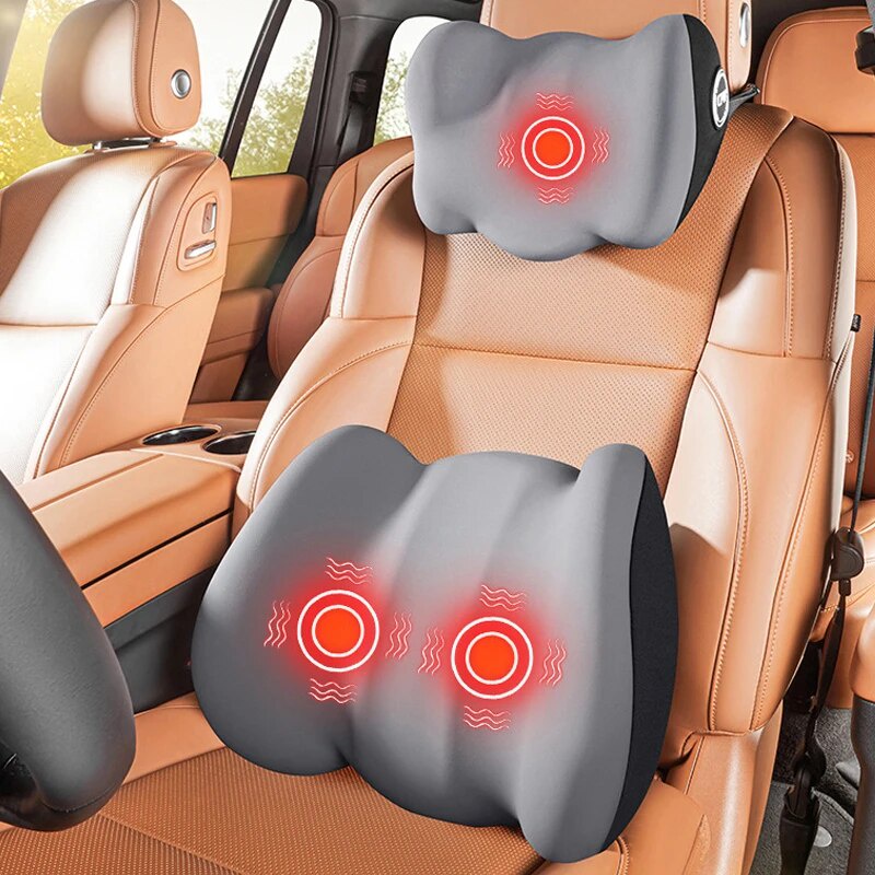 ┱Car Massage Neck Pillow Lumbar Support Cushion Intelligent Electric