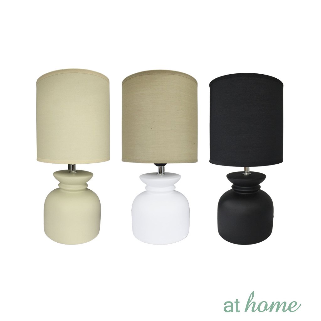 At Home Xander Ceramic Table Lamp With Linen Shade For Home, Gift Ideas , 13 Inches Shopee