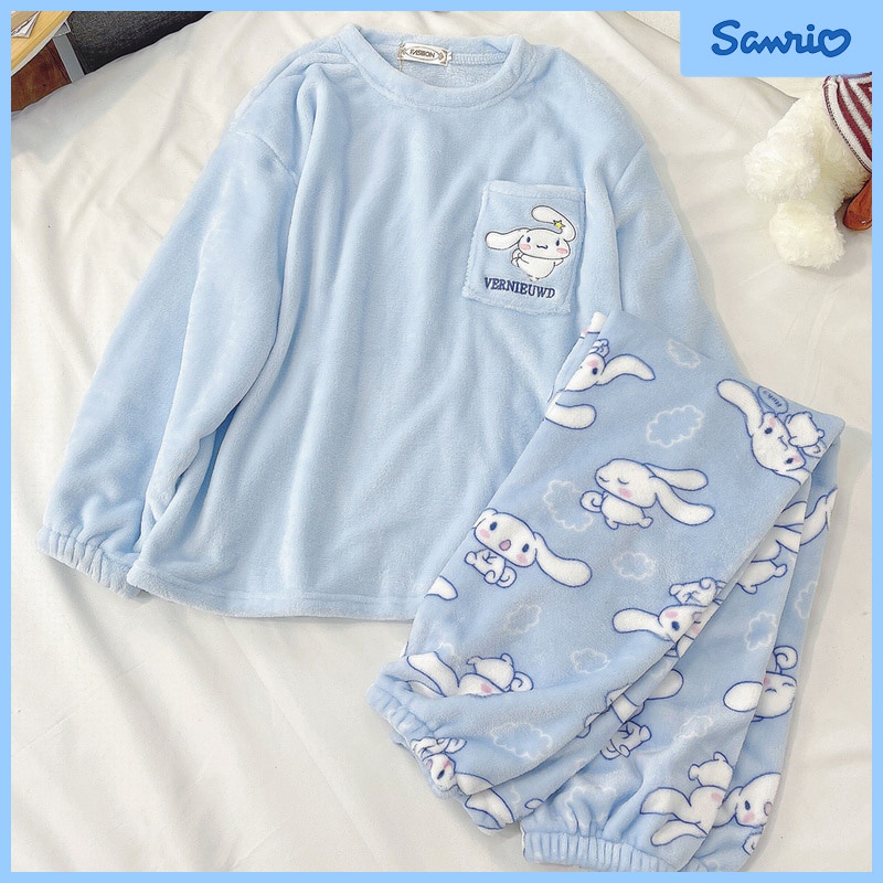 ♠Sanrio Anime Cinnamoroll Pajamas Kawaii Kuromi My Melody Flannel ...