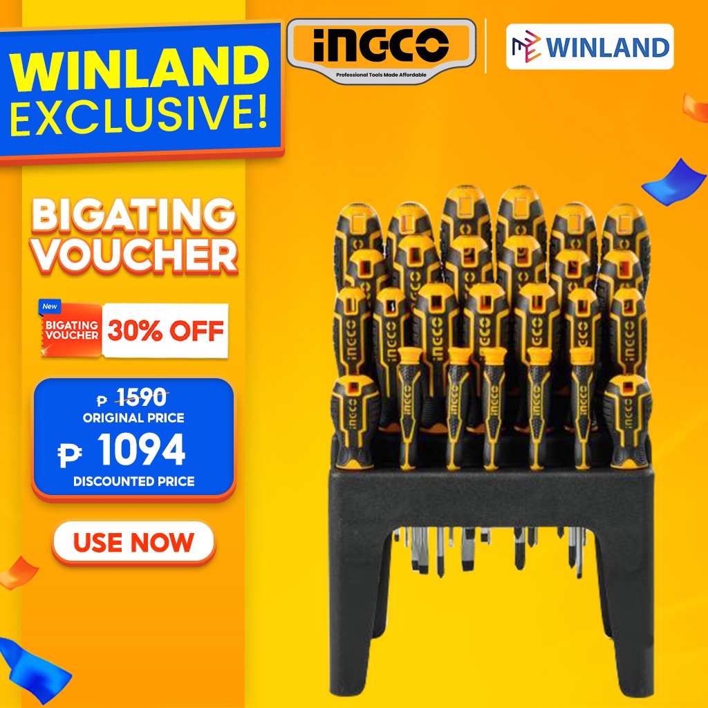 Ingco by Winland 26pcs Screwdriver Tools Screw Driver Set HKSD2628 ING