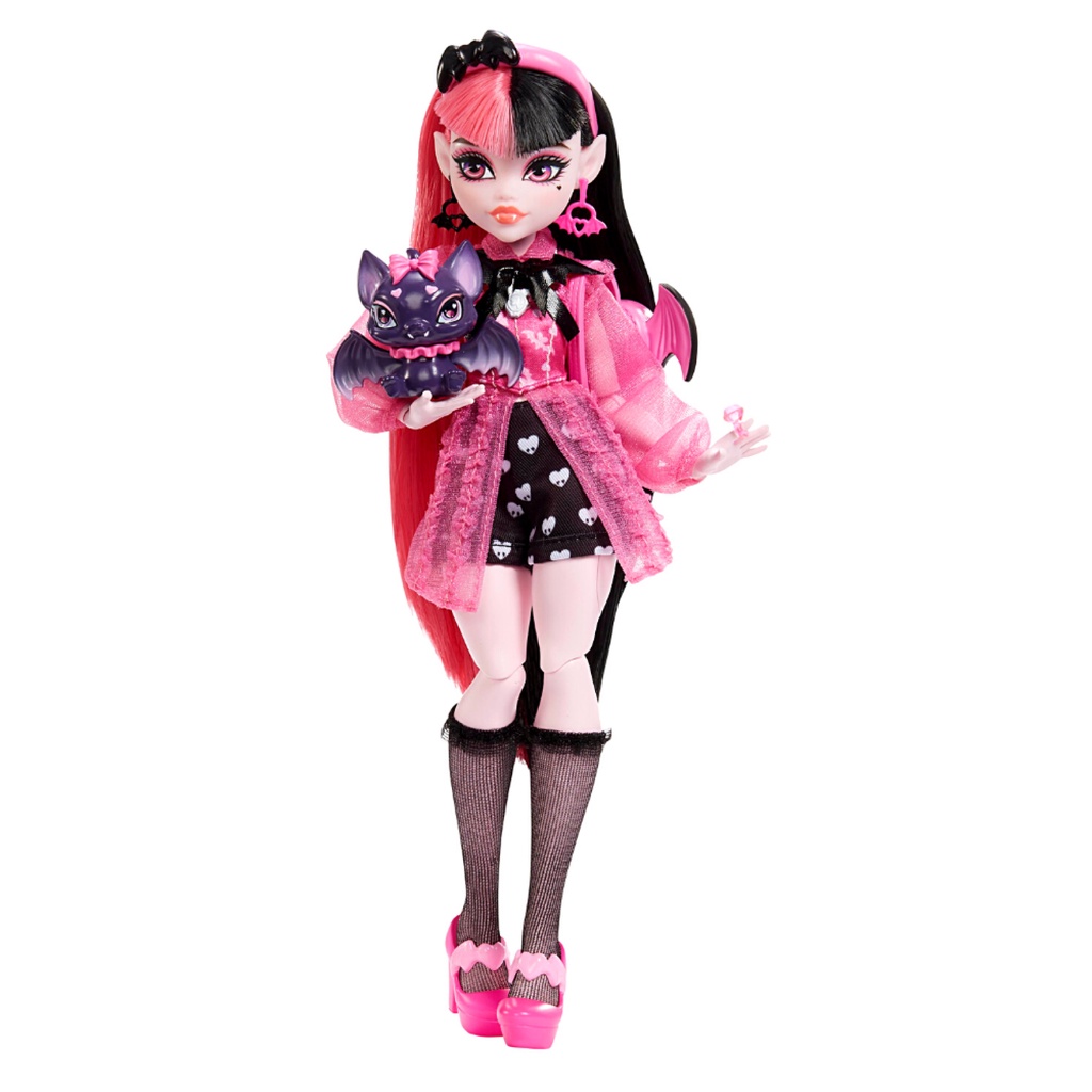 Monster High Fashion Doll Draculaura Signature Look in Pink and Black ...