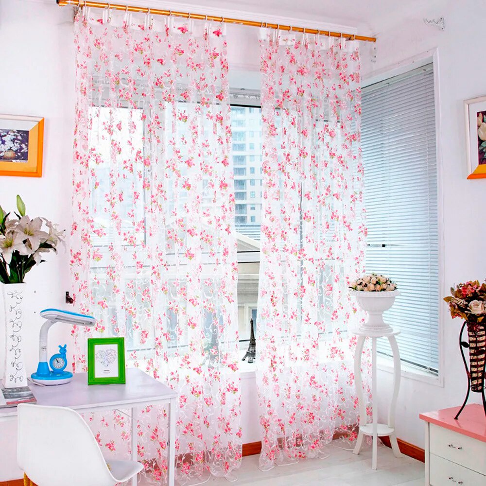 Transparent Window Screening Pineapple Window Screening Flower Sheer ...