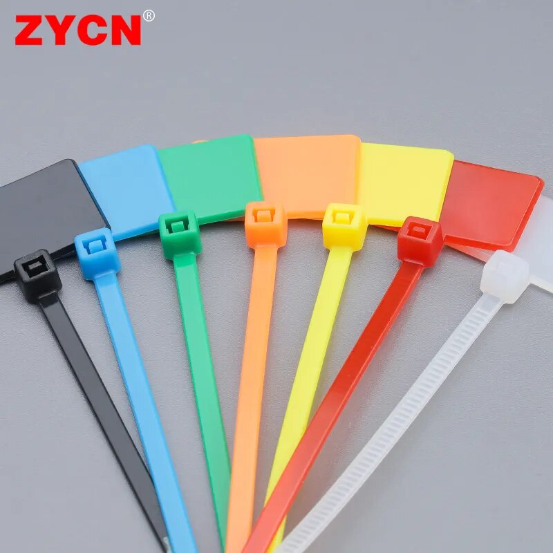 100PCS Easy Mark Plastic Nylon Cable Ties Tag Labels Self-Locking ...