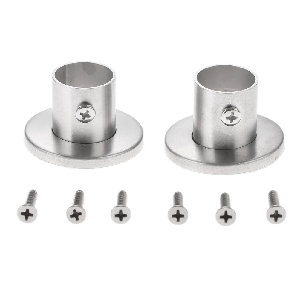 2Pcs 22mm Stainless Steel Flange Seat with Screw for Wardrobe Curtain ...