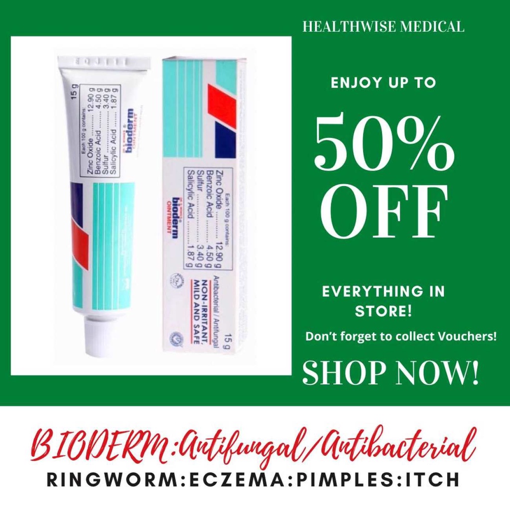 BIODERM 15g Antibacterial / Antifungal ointment for Ringworm, Eczema, Furunculosis, Acne