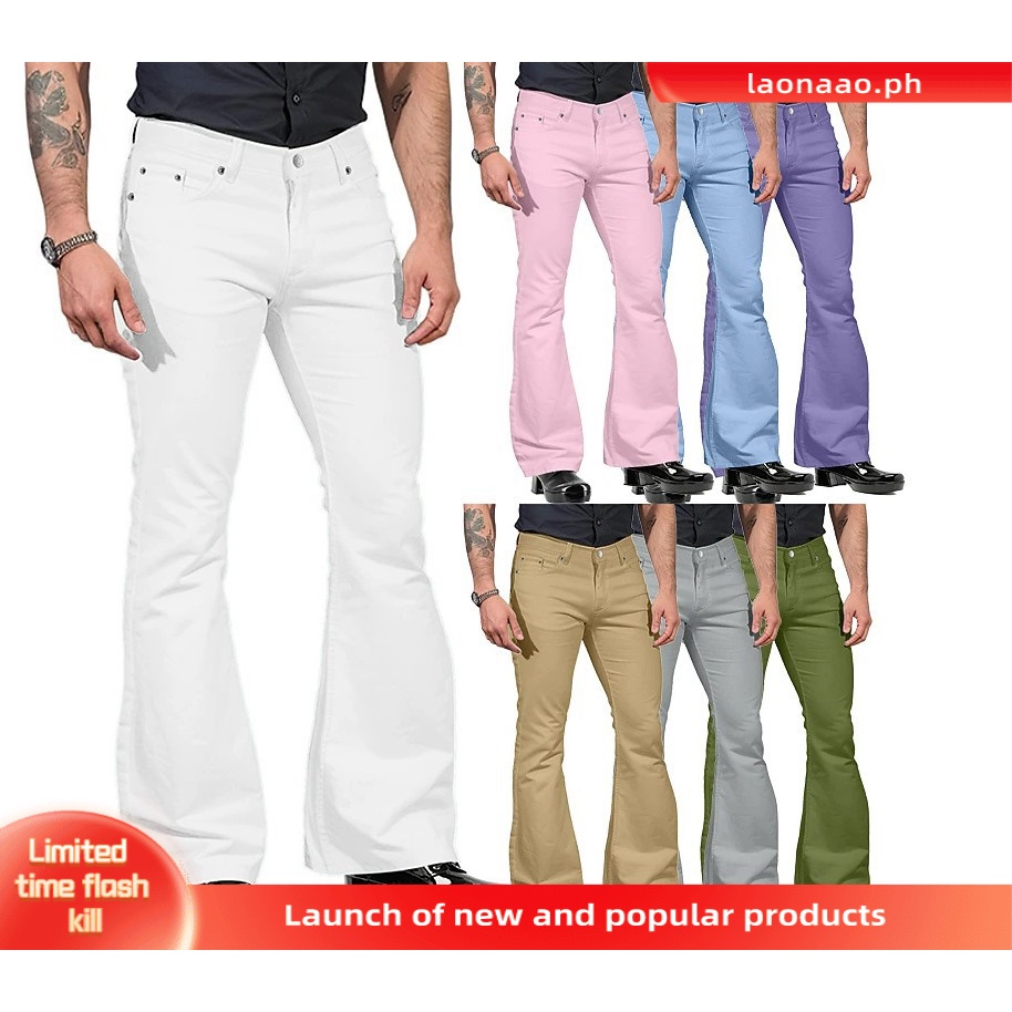 [KC] Men Bell Bottom Pants Retroinspired Flared Pants Stylish Mens