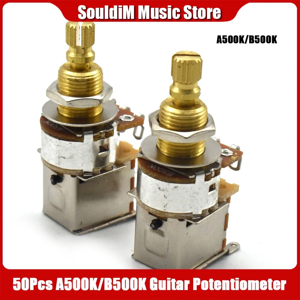 56x 50pcs Guitar Push/Push Potentiometer A500K/B500K Brass Short Long