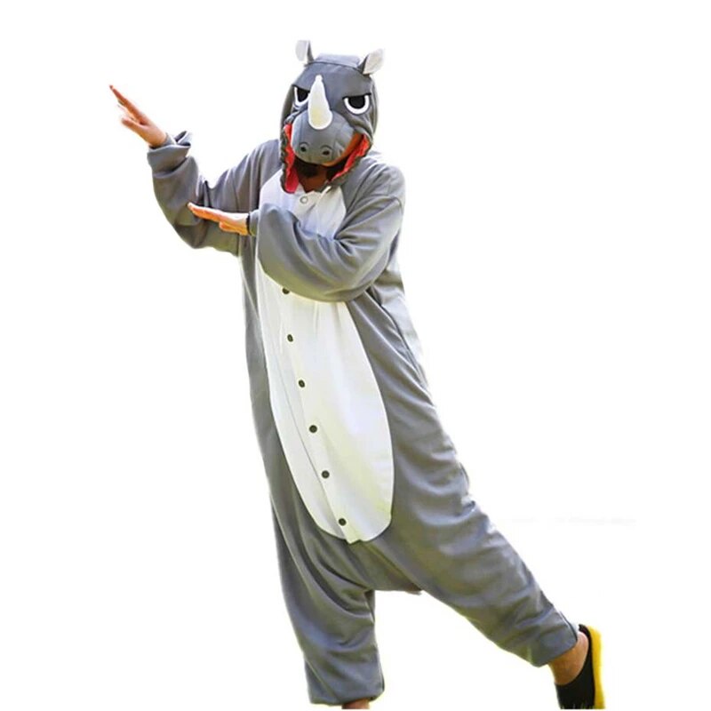 83K 2017 New Men Adult Funny Cute Rhinoceros Gray Pajamas Cosplay