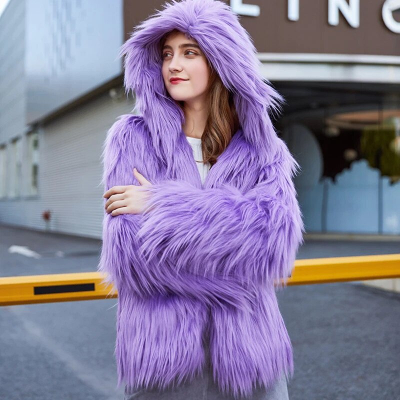 Purple fluffy jacket best sale