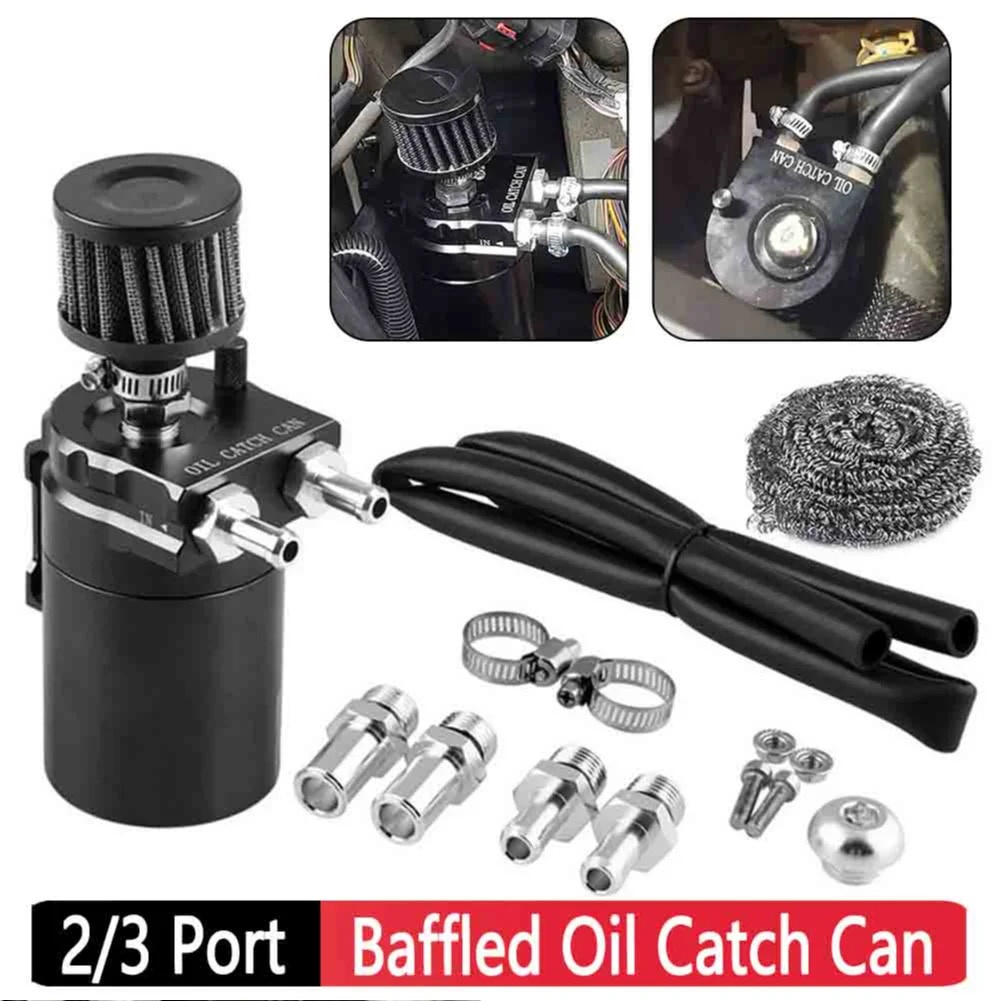 Universal 3-port Oil Catch/can/tank/reservoir Air-oil Separator Racing Baffled E - Foto 3