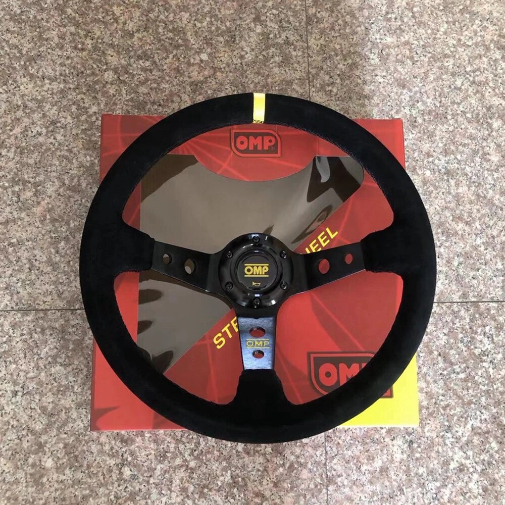 ️350MM Universal Deep Dish OMP Steering Wheel Racing Car Suede Leather JDM Steering Wheel Volant