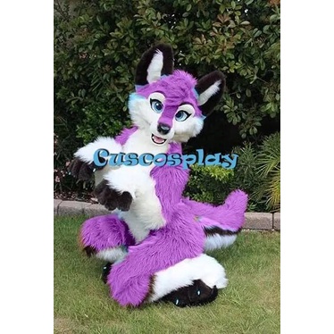 Purple Fox Dog Fursuit Mascot Costumes Halloween Fancy Party Dress ...