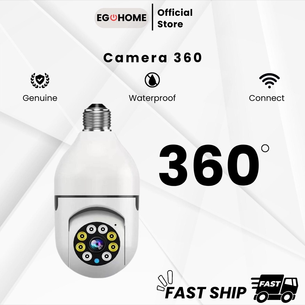 Egohome Bulb Camera 360 Degree Wireless Camera Home WiFi Camera Smart