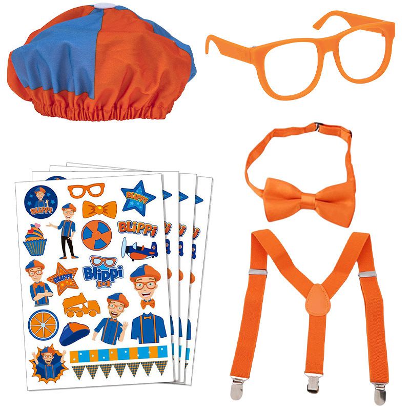 Blippi Glasses Hat Costume Adult Kids Blippi Role Play Costume Bowtie ...