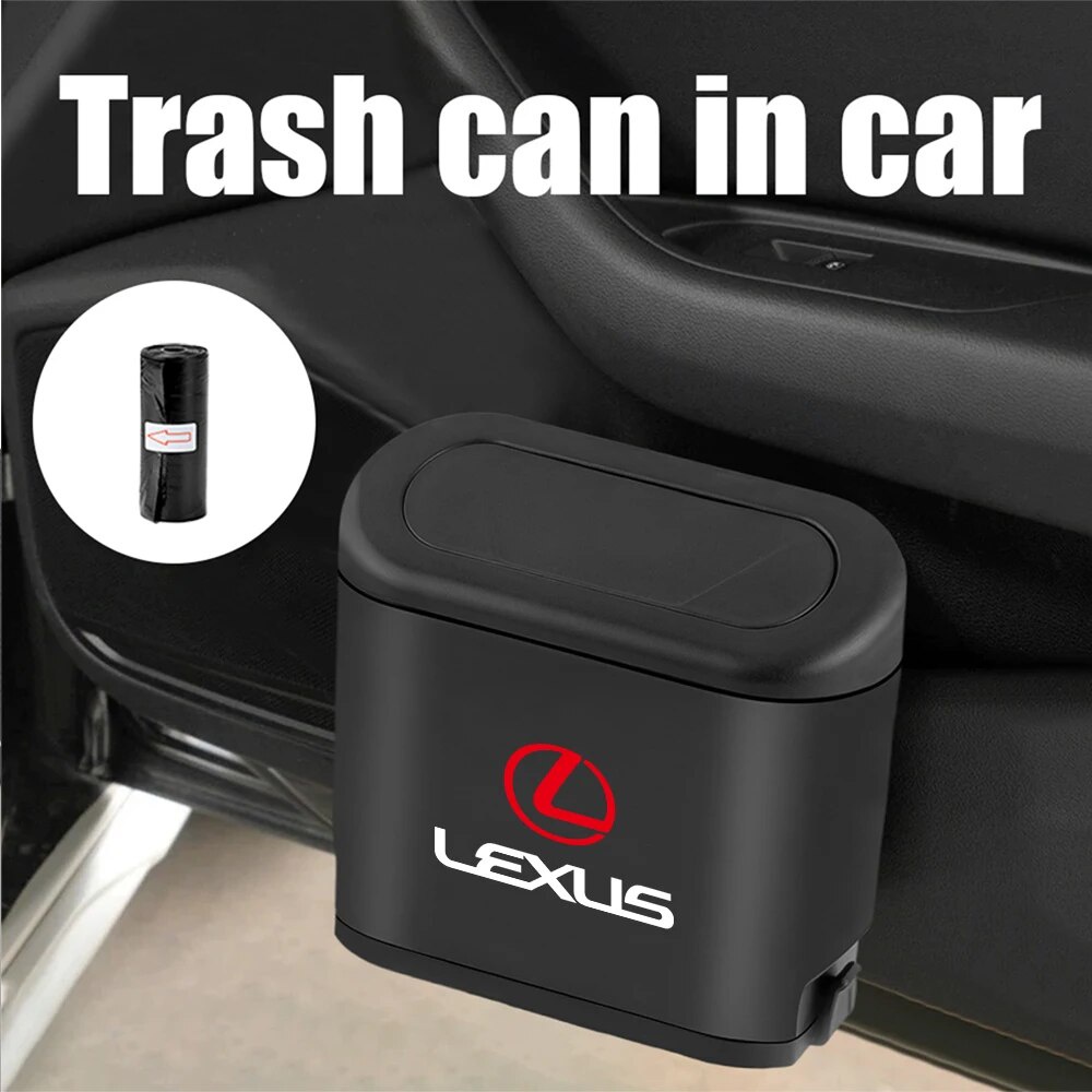 ☂1pc Hanging Car Trash Can Storage Box Pressing Trash Can For Lexus ...