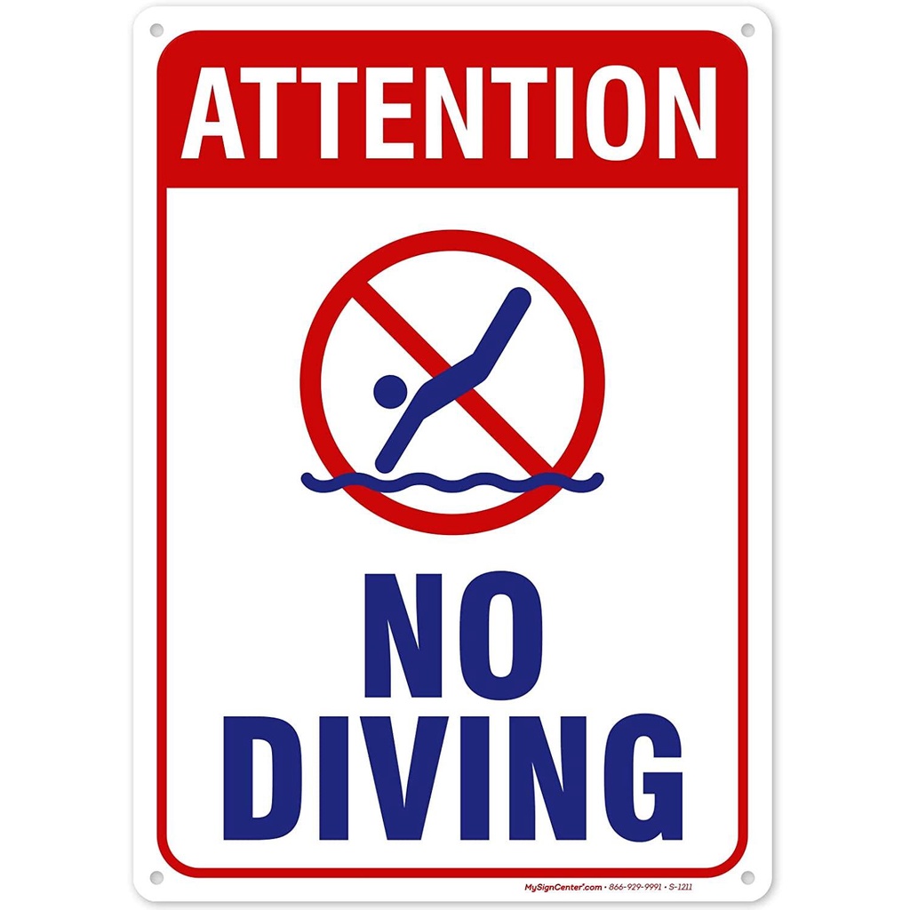 MINISHOW Wall Art Attention No Diving Pool Sign Industrial Grade ...