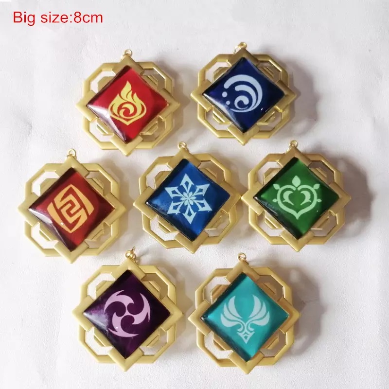 BIG SIZE Genshin Impact Vision God's Eye Elements Keychain Mondstat ...