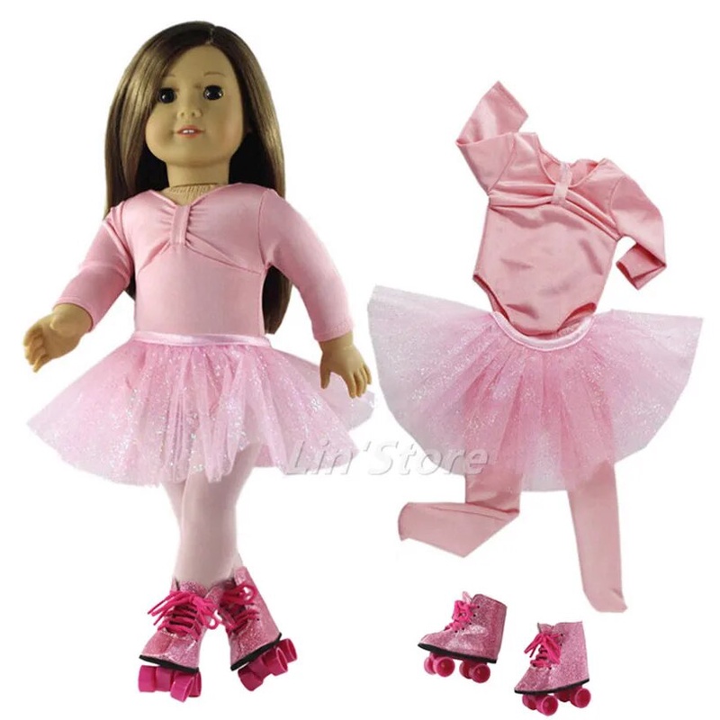 403 Pink Ballet Dress Fashion 18 inch Doll Clothes Outfit for 18 ...