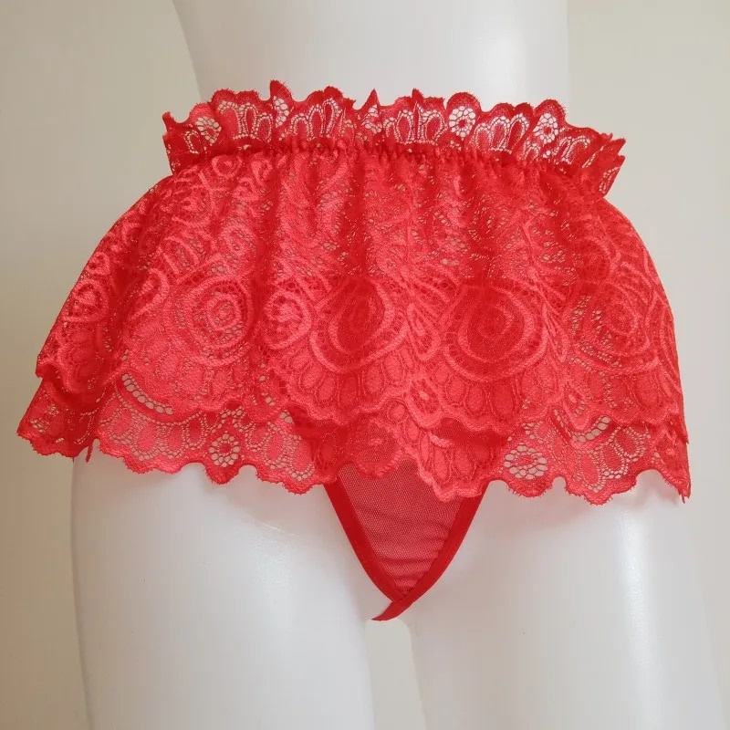 06l Plus Size Mens Lingerie Ruffled Panties Thong Mini Skirt Crossdress Costumes Gay Fetish Se 0278