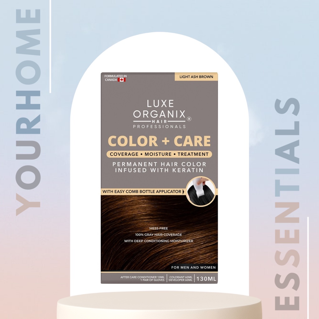 LUXE ORGANIX Keratin Hair Color Care Light Ash Brown 130ml Shopee