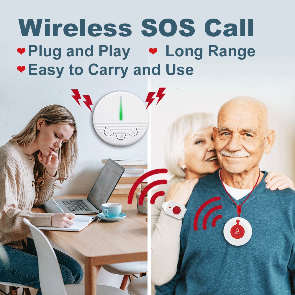 Caregiver Pager Alarm Emergency Alerts for Elderly Patient Seniors