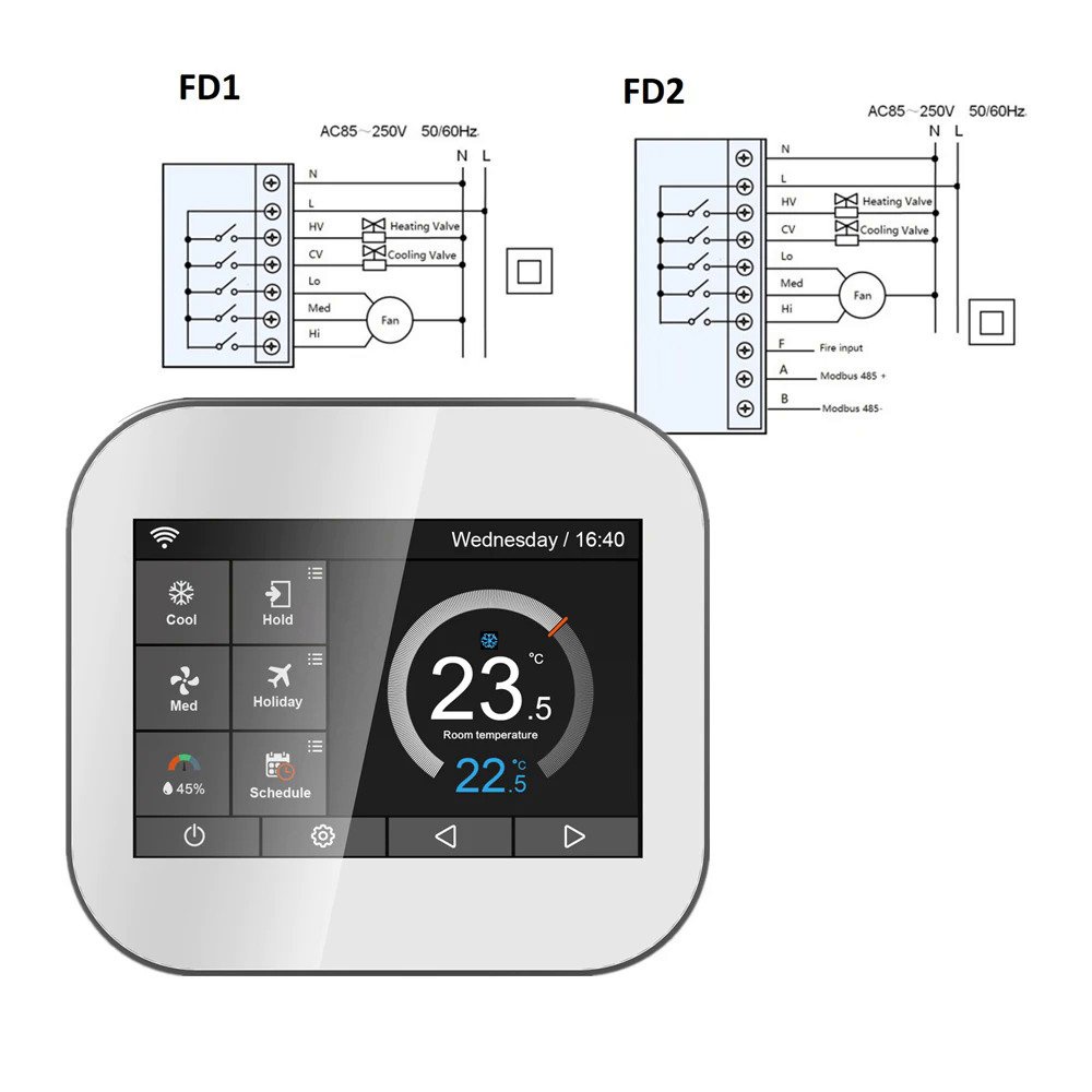 Wifi digital Modbus programmable thermostat for HVAC EAWB | Shopee ...