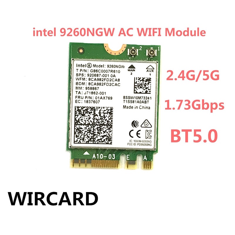 ♣1730Mbps Wireless 9260NGW Wifi Network Card For Intel 9260 Dual Band ...